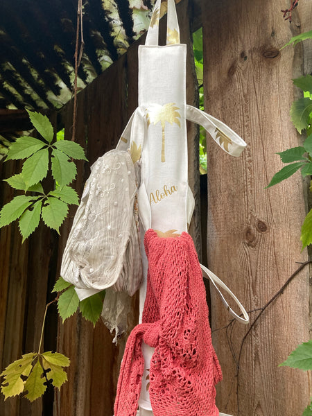 TUCHHALTER - weiss Palmen + Aloha