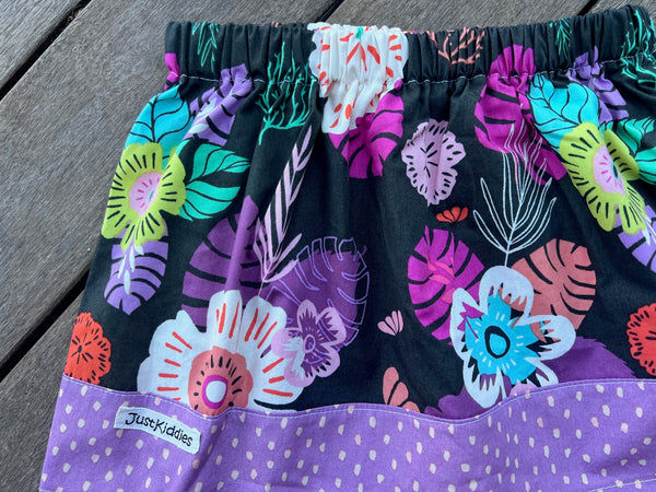 SKIRT - Black + Flowers
