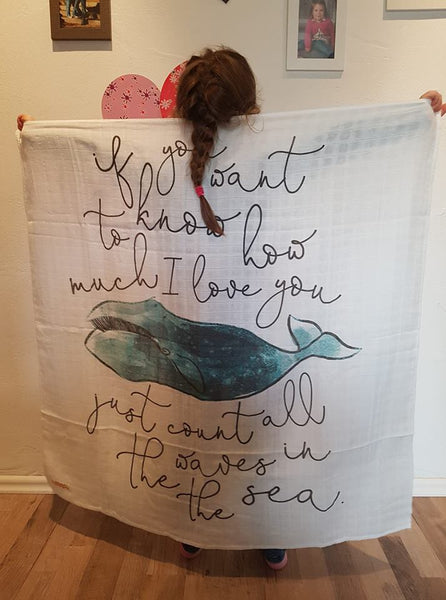 Swaddle Muslin Blanket - WHALE LOVE