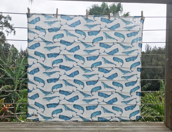 Swaddle Muslin Blanket - ALLOVER WHALES