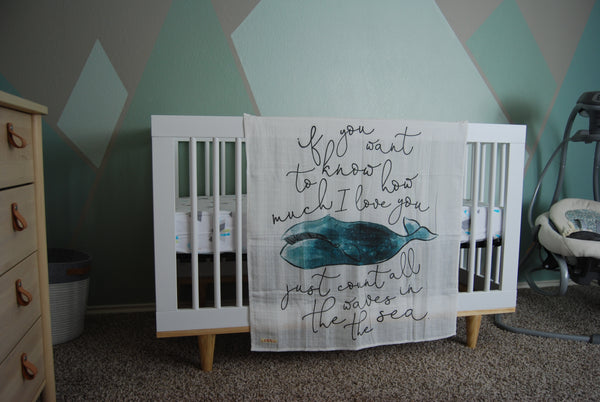 Swaddle Muslin Blanket - WHALE LOVE