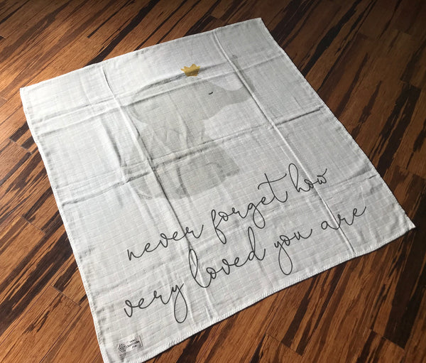 Swaddle Muslin Blanket - GREY ELEPHANT