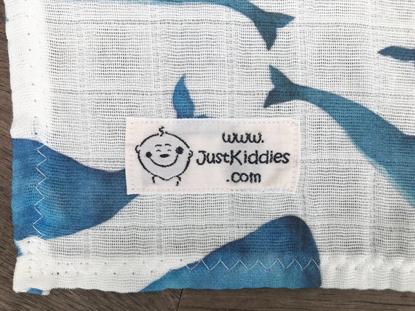 Swaddle Muslin Blanket - ALLOVER WHALES