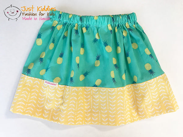 SKIRT - PINEAPPLES in green/yellow
